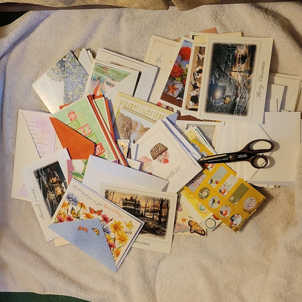 Cards, craft scissors, and envelopes the whole lot one price